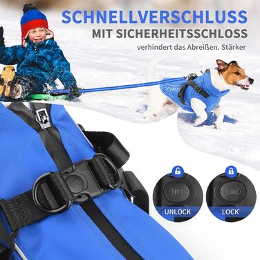 Водонепроникний собачий плащ PcEoTllar для маленьких собак, тепла куртка з шлейкою для зими, костюм для катання на лижах, бавовна, блакитний собачий пуловер L