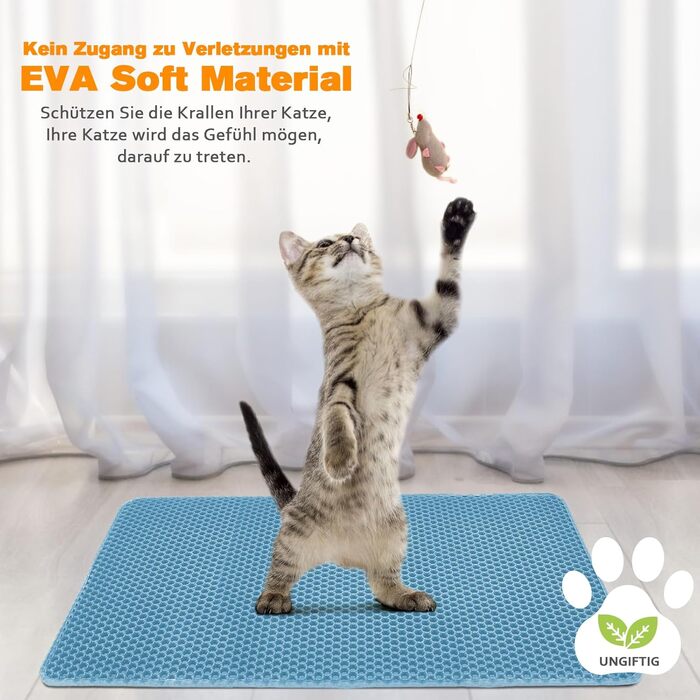 Килимок для котячого туалету Blissstorm Matte 60x90cm з EVA, водонепроникний, антиковзкий, нейтралізує запахи, легко миється, для всіх котів, хакі (також доступний розмір 30x45см)