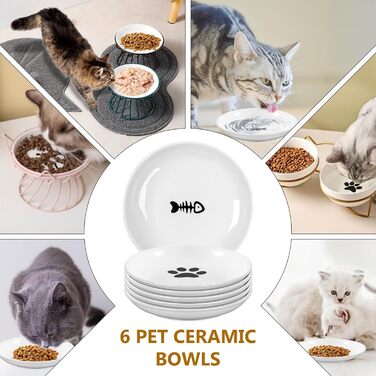 Набір мисок для котів з кераміки (6 шт.) - миски для корму та води, керамічні миски для котів