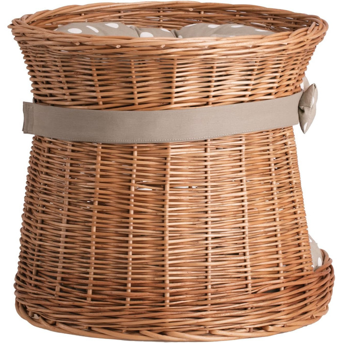 Кішка Будка Кругла Натурального Кольору: Двоярусний Корзинка для Кішки з Велюровою Подушкою, Корзинка з Плетеної Вельветової Лози, Кішка-Тур, Меджовтий Колір