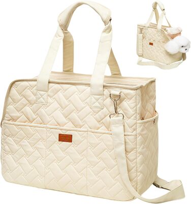 Транспортна сумка для собак та котів до 5 кг: дихаюча, складана переноска з ременем безпеки та кишенями, м'яка переноска для вигулу, подорожей, авто (41x30x18 см)