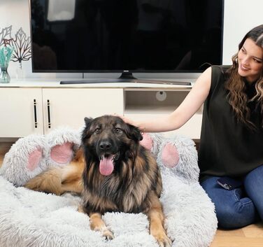 Кругле лежанка для собак Pfoten&nasen® Bärenpfote, S - 65 см, коричнева, плюшеве, миється