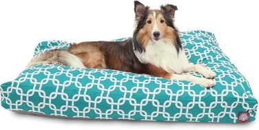 Ліжко для собак Majestic Pet прямокутне, для дому та вулиці, знімний та праний чохол, бірюзове