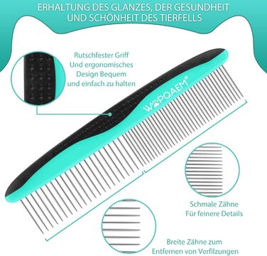 Набір для догляду за тваринами 3 шт: щітка для собак і котів, самоочисна, щітка для підшерстка та відмерлого хутра, стригувач нігтів та гребінець для шерсті, ідеально підходить для довгошерстих та короткошерстих, Зелений Аквазелений