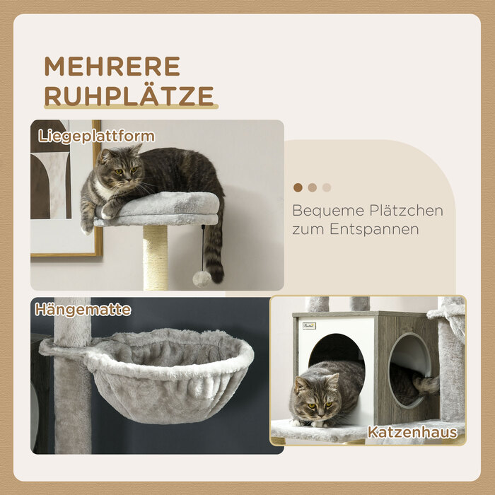 PawHut Cat Tree 1415см Cat Tree with Cat Cave Play Ball Підвісне ліжко 2 платформи Сизаль для любителів кішок