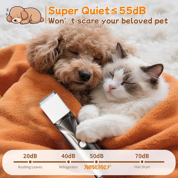 Набір для стрижки собак 4 в 1 Ninonly: тиха, акумуляторна машинка для собак та котів з 4 насадками для тіла, лап, очей та вух. Тример для лап. Колір: Gunmetal