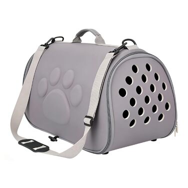 М'яка переноска для тварин | Сумка-переноска на плечі для цуценят | для подорожей, відпочинку на природі, авіаперельотів, кемпінгу, міста та відвідування ветеринара - сірий колір, розмір M
