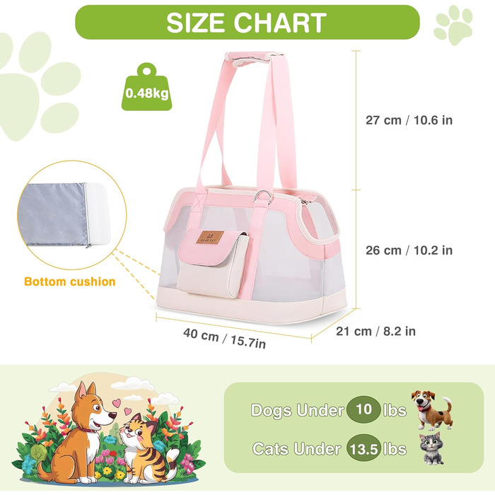 Транспортна сумка для собак та котів ALLSOPETS, рожева: легка, дихаюча, для подорожей та ветеринара