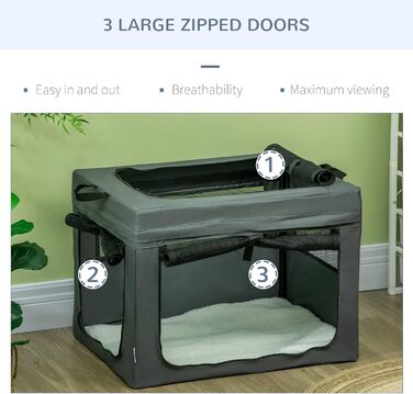 Транспортувальна переноска для тварин PawHut 80 см, сіра, M - для котів та собак