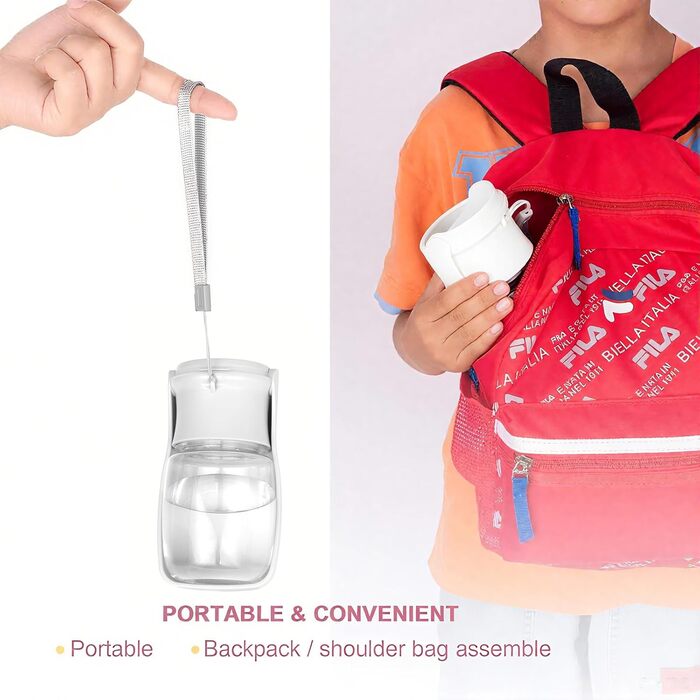 Складана пляшка для води для собак - портативна пляшка для домашніх тварин для собак та котів, для прогулянок, походів, подорожей (білий, 350 мл)