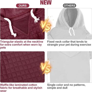 Світшот для собак великих порід від BEAUTYZOO з кишенями, одяг для собак, підходить для хлопчиків та дівчаток, матеріал - вафельна ламінована бавовна, з отвором для шапки, розмір 2XL (довжина спини 69 см, обхват грудей 90 см, обхват шиї 64 см), колір - бо