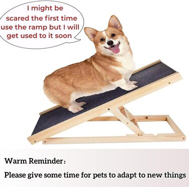 Складана рамка для собак Hunderampe з дерева, 4 секції, регульована висота 30-60 см, для маленьких та великих собак, антиковзаюча поверхня, 70 x 35 x 30/40 см