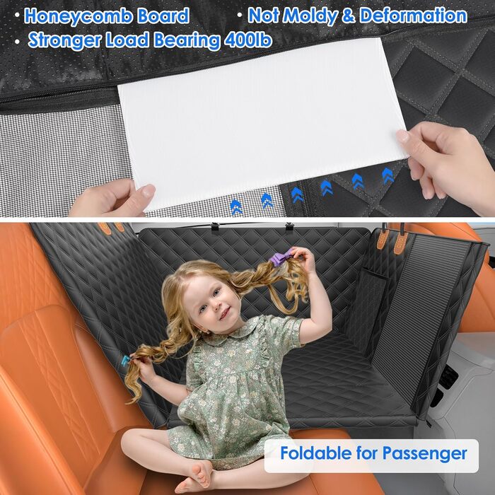 Подовжувач для заднього сидіння автомобіля для собак з твердим дном, великий простір, водонепроникний чохол для автосидіння для собак, витримує 180 кг, стійка неслизька гамак для заднього сидіння автомобіля/SUV для домашніх тварин