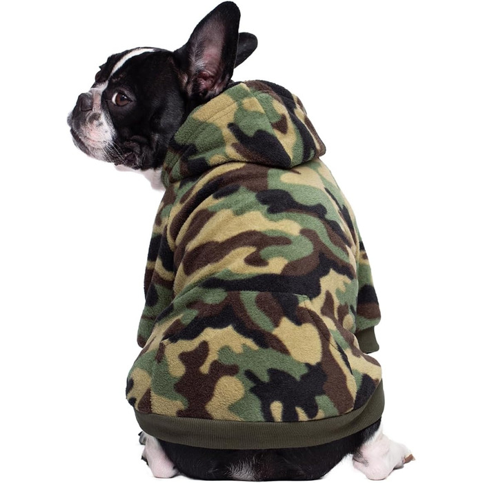 Флісовий худі BT Bär з камуфляжним принтом для собак, теплий зимовий светр/куртка для котів та собак маленьких та середніх порід (XL, Зелений)