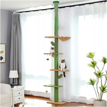 Стельовий дряпак для котів: високий стовпчик-дряпалка з лежаком
