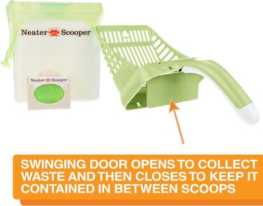 Совок для котячого туалету Neater Scooper з 195 змінними пакетами, система для просіювання наповнювача, зелений, Neater Pet Brands