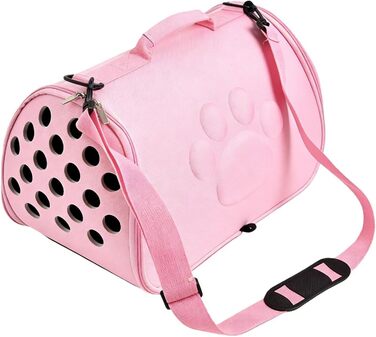 М'яка переноска для тварин з регульованим ременем, легка переноска для цуценят та маленьких собак - для подорожей, прогулянок, авіаперельотів, відвідування ветеринара (Рожева, M)