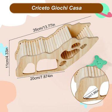 Дерев'яна драбина-споруда для хом'яків Grillix, будиночок, тунель, притулок, іграшка для лазіння та декор для клітки