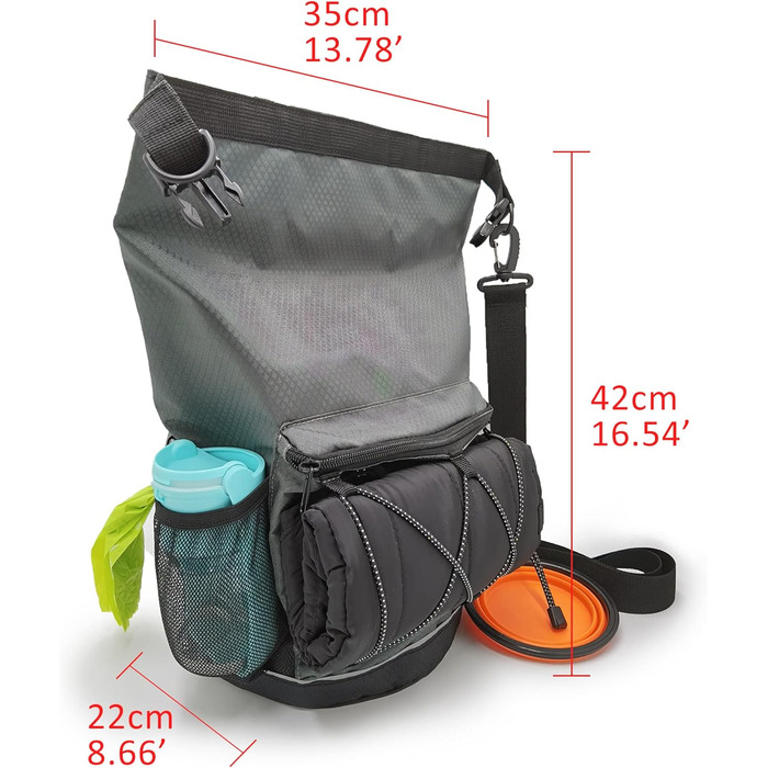 Водонепроникний мішок-ролтоп Beuniclo для корму для собак та подорожей, 350 мл, сірий