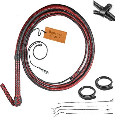 Плетена батіг з натуральної шкіри кенгуру, 1,2-7,3 м, 16 плетінь, для професійного використання