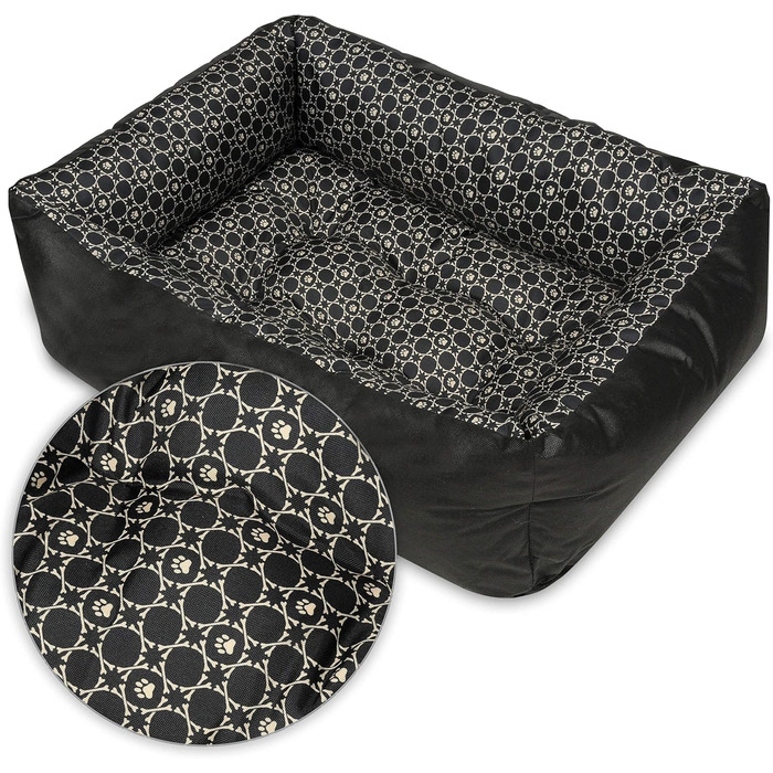 Ліжко для собак SuperKissen24: корзина, диван, ліжко для маленьких, середніх та великих собак. Легко миється, розмір M, чорний та сірий (Louis Schwarz, 70x55 см, 1 шт.)