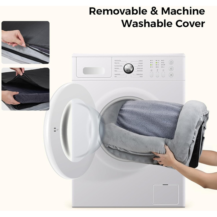 Велике лежанка для собак, водовідштовхувальна, ортопедична з memory foam, знімний чохол, неслизьке дно, для котів та собак, сіра, 76x58x14 см