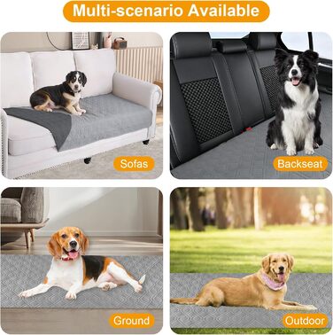 Водонепроникний килимок для собак Dokeno - двосторонній, м'який, для великих та маленьких собак/кішок, захист для дивану, ліжка та авто, придатний для прання (132 x 213 см)