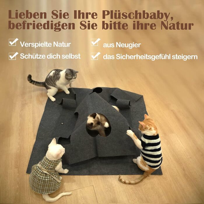 Інтерактивний килимок-іграшка для кішок, розвиваючий ігровий килим 100x100 см, сірий