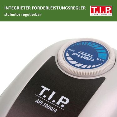 Насос-аератор для ставка T.I.P. API 100/1, 1000 л, 90 л/год, з функцією проти обмерзання, для постійної роботи, з аксесуарами, 10 м шланг, підходить для акваріумів
