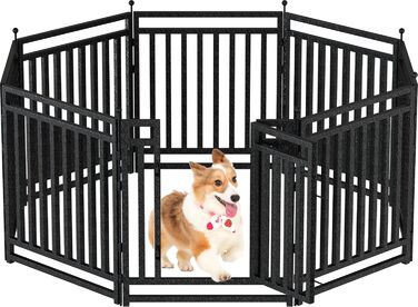 Велика вольєрна будка для собак Petorldog, 8 панелей, 80 см, металевий антикорозійний вигул для двору, ферми, чорний-сріблястий