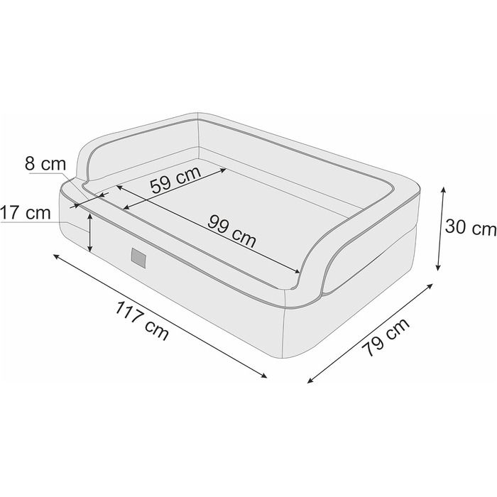 Ліжко для собак PillowPrim XXL 117x79 см, знімний чохол, бежеве, лежак для котів і собак, меблі для тварин