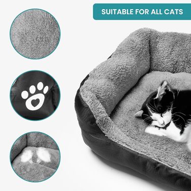 М'яке ліжко для собак та котів BELLE VOUS чорного кольору з антиковзною основою - водонепроникна піна з ефектом пам'яті для середніх та маленьких собак/котів, придатне для прання в пральній машині