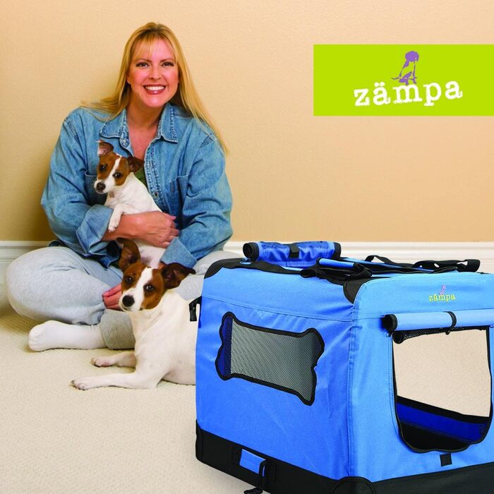 Складаний переносний бокс для маленьких собак Zampa 61×42×42 см, клітка для котів та цуценят, автомобільна та домашня переноска з сумкою