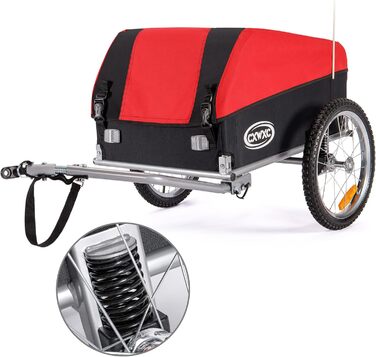 Велосипедний причіп CXWXC зі стоп-дämpfer, великий вантажний простір 120L, вантажопідйомність 40KG, складаний вантажний причіп з тентом та прапорцем безпеки - ідеальний для щоденного транспортування (Червоний)