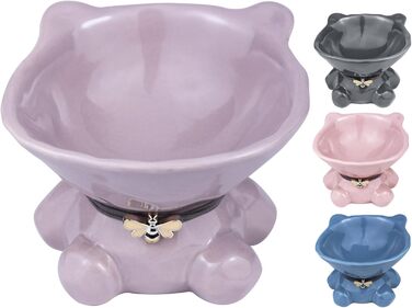 Підвищений годівниця для котів Busnos, керамічна, 14x13x11 см, блакитна