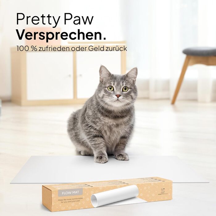 Підкладка під миску для кота Pretty PAW® 60x40 см - неслизька та водовідштовхувальна | Аксесуар для фонтанчика та миски Pretty Paw | Захист підлоги від бруду та води (Білий, Extra Wide)