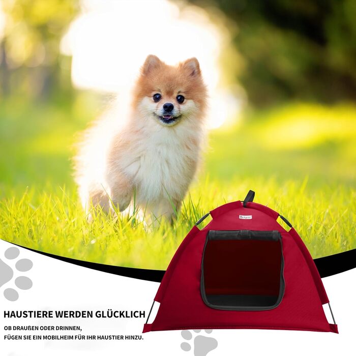Зручне ліжко-будиночок для собак та котів Babyezz, Tipi, червоний, S