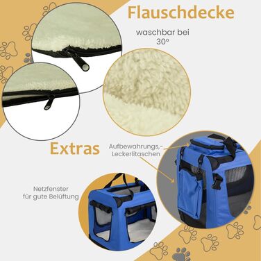 Транспортна переноска для собак та котів Petigi (M, 60x42x45 см, блакитна) - переноска-ліжко для авто