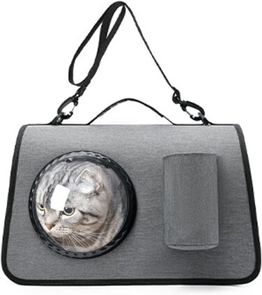 Транспортна сумка для собак та котів PETCUTE, складана, дихаюча, з регульованим плечовим ременем, знімний килимок, схвалена авіакомпаніями (сіра)