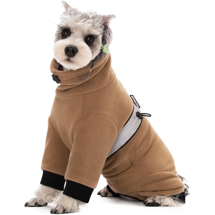 Теплий зимовий пуховик для маленьких собак, флісовий комбінезон з регулюванням, колір світло-коричневий, розмір M