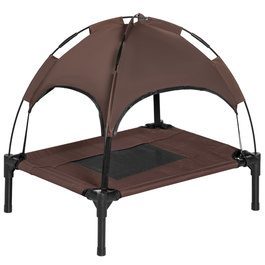 PawHut Outdoor Ліжко для домашніх тварин з балдахіном Підняте ліжко для собаки, дихаюча тканина тафта, кава, 61x46x62 см| Аосом