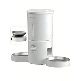 Автоматичний дозатор корму для котів з двома мисками, для кошенят та маленьких собак. Білий, 4.2L, з нержавіючою сталлю (2 миски)