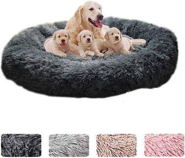 Кругле собаче ліжко ZINN, м'яке, миється, для великих собак, розмір M (діаметр 70 см), темно-сірий