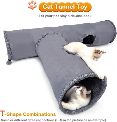 Туннель для котів ALLSOPETS - іграшка-тунель для кошенят, кроликів та інших дрібних тварин. Сірий колір.