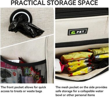 Сумка для собак та котів KZARYVEXIS, легка та дихаюча, з Oxford тканини, з карабіном, для подорожей та прогулянок (Бежева)