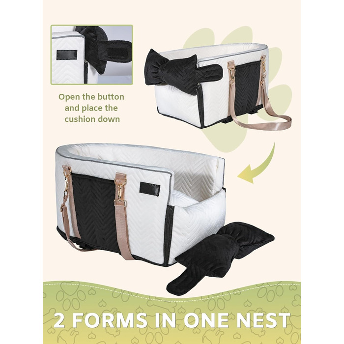 Автомобільний крісло для собак, переноска для маленьких собак до 5,9 кг, з м'яким, знімним, миючим подушечкою