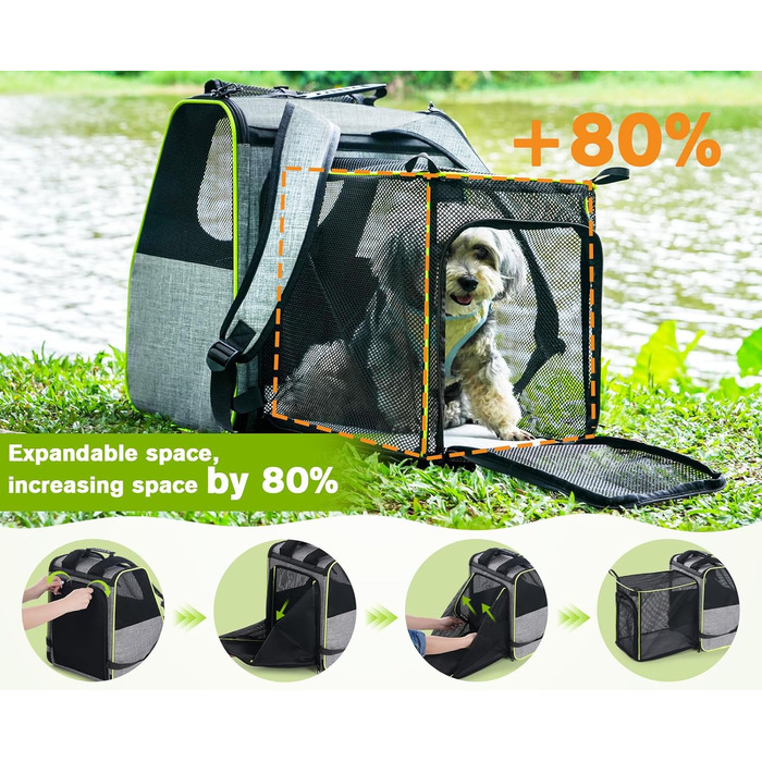 Плед-рюкзак для кота Pecute з сіткою, переноска для тварин, рюкзак для вигулу собак до 6 кг (сірий, розширюваний)