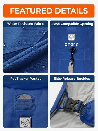 ORORO Теплий зимовий одяг для собак з підігрівом, акумуляторний, відбиваючий, для малих, середніх та великих собак (Синій, L)
