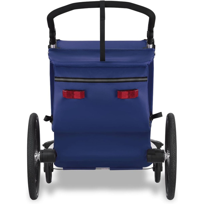 Причіп для велосипеда Fuxtec Sportfux на 2 місця, з сумкою на заднє кріплення, світловідбивачами, ручкою-штовхачем, захистом від дощу та сонця, складаний, фіолетовий FX-FA1 (блакитний)