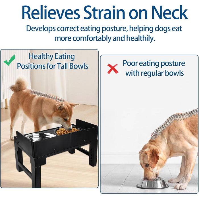 Підвищена годівниця для собак Dokeno, регульована по висоті, велика, для собак великих, середніх та малих порід, миска для повільного годування, не проливаються, стійка для мисок